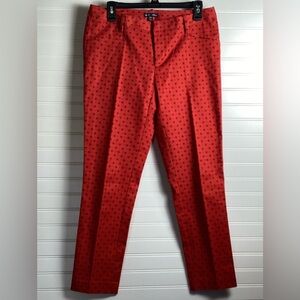 GAP PANTS AUBREY SIZE 8 RED BLACK PRINT FLAT FRONT STRAIGHT LEG